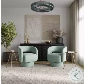 Sutton Mint Upholstered Swivel Accent Chair