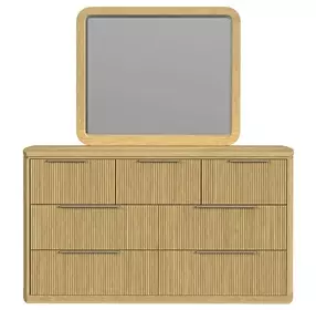 Sutton Natural 7 Drawer Dresser and Rectangular Mirror