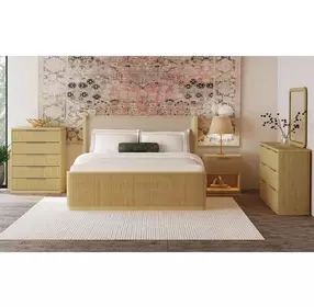 Sutton Brown and Gray King Upholstered Panel Bed