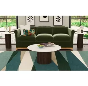 Sutton White and Dark Brown Round Marble Top Coffee Table