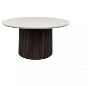 Sutton White and Dark Brown Round Marble Top Occasional Table Set