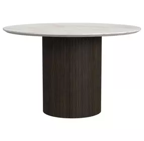 Sutton White and Dark Brown Round Dining Room Set