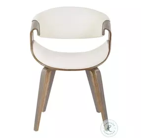 Symphony Light Grey Wood And White Faux Leather Accent Dining Chair
