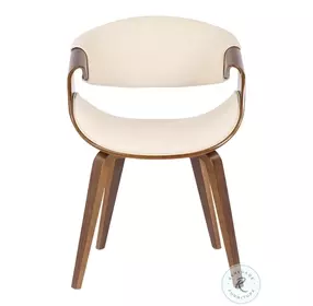 Symphony Walnut Wood And Cream Faux Leather Accent Dining Chair