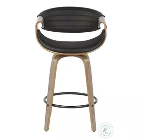 Symphony Light Grey Wood And Black Faux Leather Swivel Counter Height Stool Set Of 2