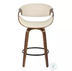 Symphony Walnut And Cream Faux Leather Swivel Counter Height Stool Set Of 2