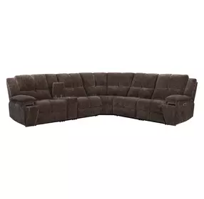 Bronco Plush Umber 6 Piece Modular Zero Gravity Power Reclining Sectional with Power Adjustable Headrest and USB Charging