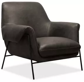Ambroise Gray Leather Upholstered Club Chair