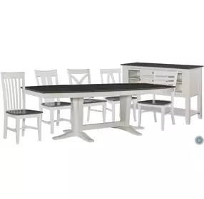 Cosmopolitan White and Gray Milano Double Pedestal Extendable Dining Table