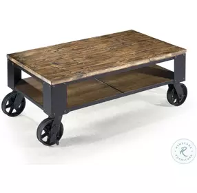 Pinebrook Distressed Natural Pine Rectangular Starter Cocktail Table
