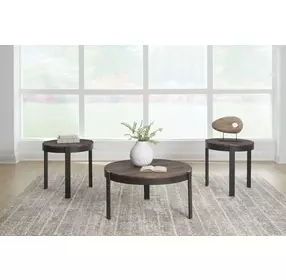 Horizon Hills Warm Rustic and Black 3 Piece Round Occasional Table Set