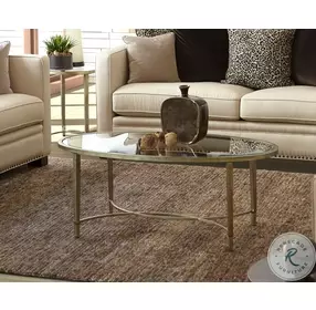 Copia Antiqued Silver with Gold Tint Oval Cocktail Table