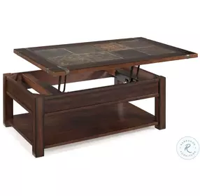 Roanoke Cherry And Slate Rectangular Lift Top Casters Cocktail Table