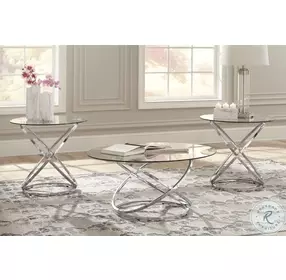 Hollynyx Chrome 3 Piece Occasional Table Set