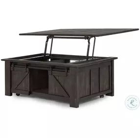 Garrett Weathered Charcoal Wood Rectangular Casters Lift-Top Cocktail Table