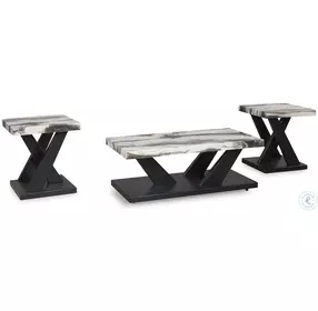 Cendill White Brown and Black Occasional Table Set