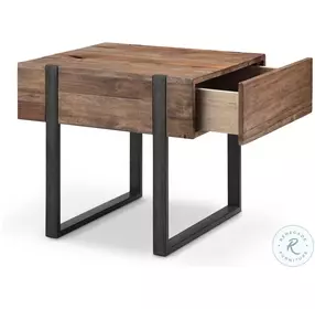 Prescott Rustic Honey And Distressed Iron Rectangular End Table