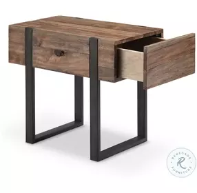 Prescott Rustic Honey And Distressed Iron Chairside Table