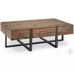 Prescott Rustic Honey And Distressed Iron Large Rectangular Occasional Table Set