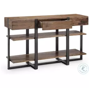Prescott Rustic Honey And Distressed Iron Rectangular Sofa Table