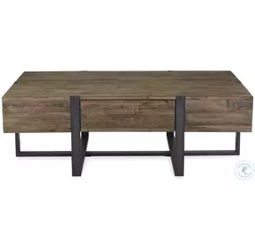 Prescott Rustic Honey And Distressed Iron Large Rectangular Cocktail Table