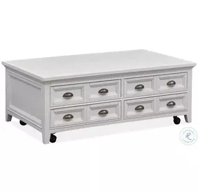 Egret Bay Chalk White Lift Top Storage Castered Occasional Table Set