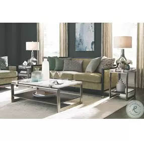 Paradox Pearl White And Roasted Almond Metal Rectangular Cocktail Table