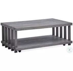 Eldridge Weathered Gravel And Satin Bronze Rectangular Occasional Table Set