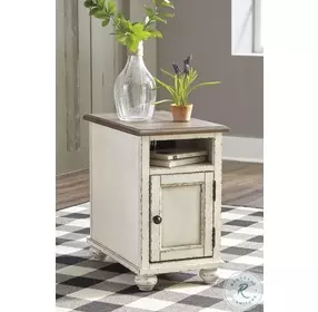 Realyn White And Brown Chairside End Table