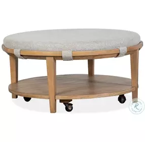 Westwood Coffee Bean And Gray Upholstered Round Occasional Table Set