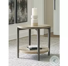 Dyonton Light Grayish Brown Round End Table