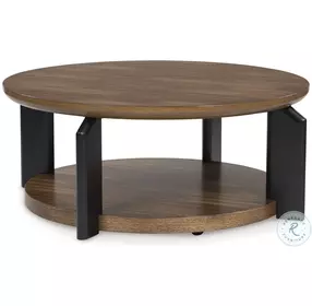 Kraeburn Brown And Black Round Occasional Table Set