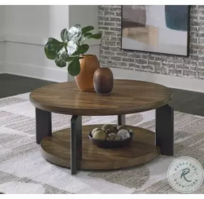 Kraeburn Brown And Black Round Cocktail Table