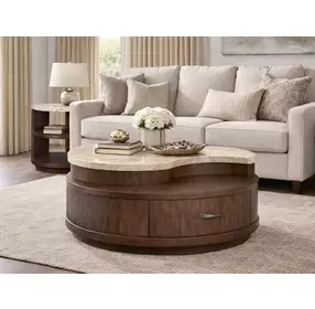 Mcpherson Burnt Umber Round Stone Top End Table