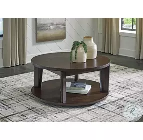 Korestone 2 Dark Brown Round Cocktail Table