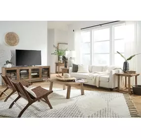 Lindon Belgian Wheat and Burnished Brass 84" TV Stand