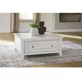 Robbinsdale Antique White Square Lift Top Cocktail Table