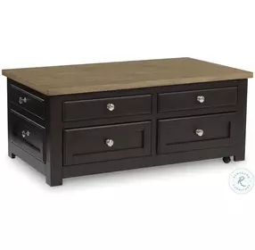 Drazmine Light wood And Dark Chocolate Lift Top Occasional Table Set