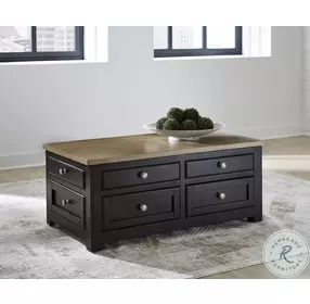 Drazmine Light wood And Dark Chocolate Lift Top Cocktail Table