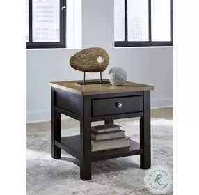 Drazmine Light wood And Dark Chocolate Rectangular End Table