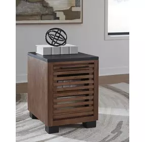 Kallari Warm Brown and Black Rectangular Chairside End Table