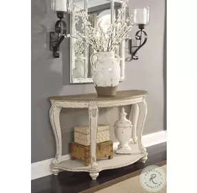 Realyn White And Brown Sofa Table