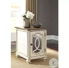 Realyn White And Brown Chair Side End Table