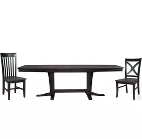 Cosmopolitan Coal and Black Milano Double Pedestal Extendable Dining Table