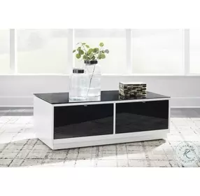 Gardoni High Gloss White And Black Rectangular Cocktail Table
