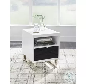 Gardoni High Gloss White And Black Chairside Table