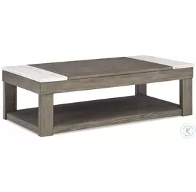 Loyaska Grayish Brown And White Lift Top Occasional Table Set