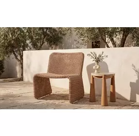 Pax Natural Outdoor Round Travertine Top Side Table