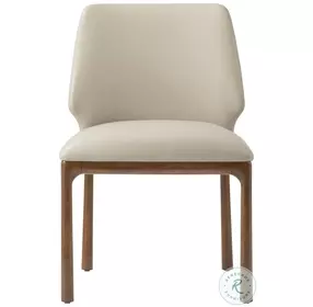 Kesden Pyramid Brown Leather Upholstered Dining Side Chair