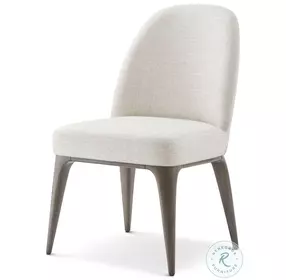 Hudson Pebble Grey Upholstered Dining Solid Back Side Chair Set of 2